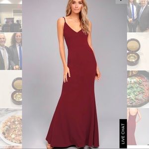 Lulu’s Infinite Glory Wine Red Maxi Dress *LNWOT*